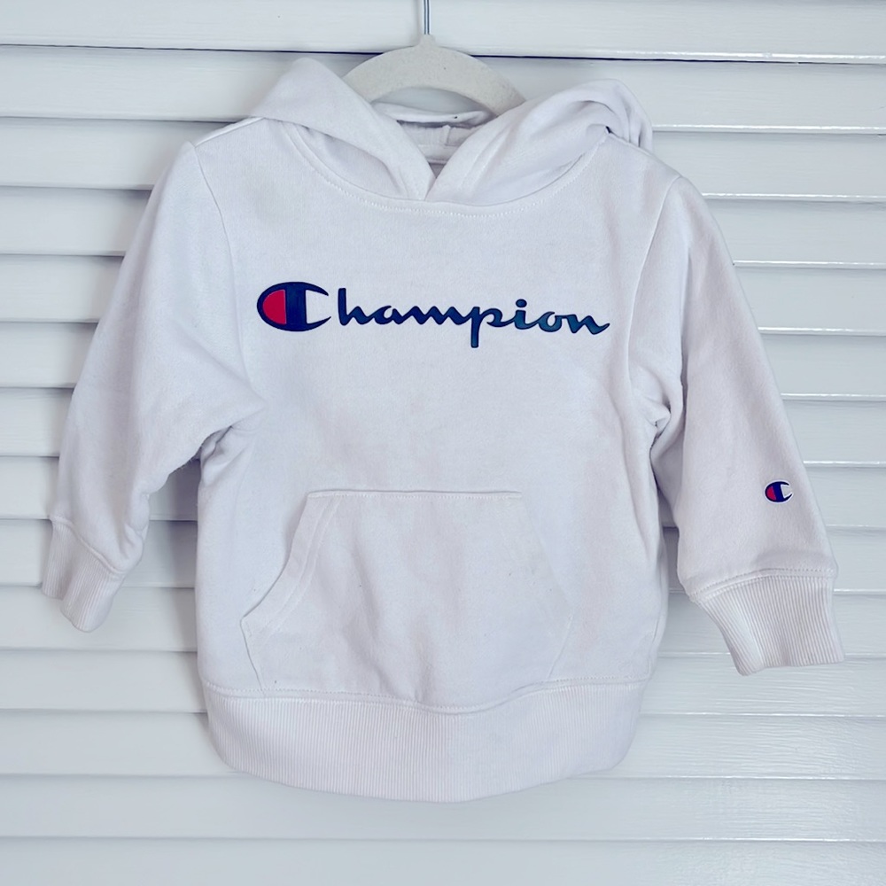 Baby Toddler Champion Logo Hoodie Sweatshirt in White in 2T